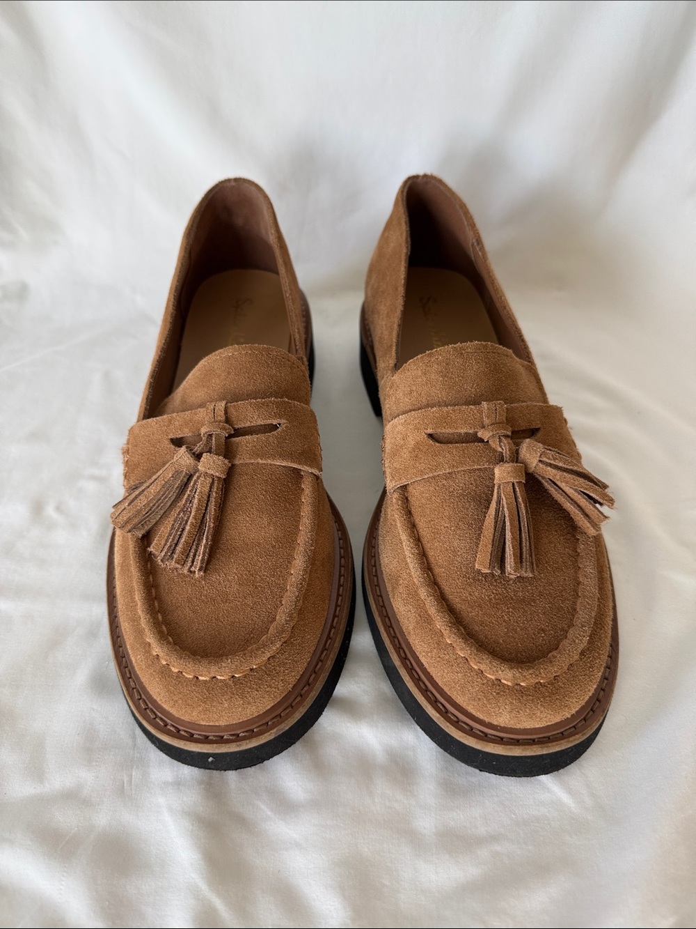 Tassel Suede Loafers in Brown